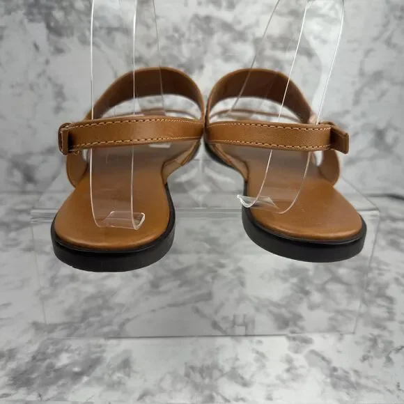 Tory Burch Mini Everly Back Strap Sandal Size 11 Antique Tan Vanchetta Leather - Picture 6 of 11